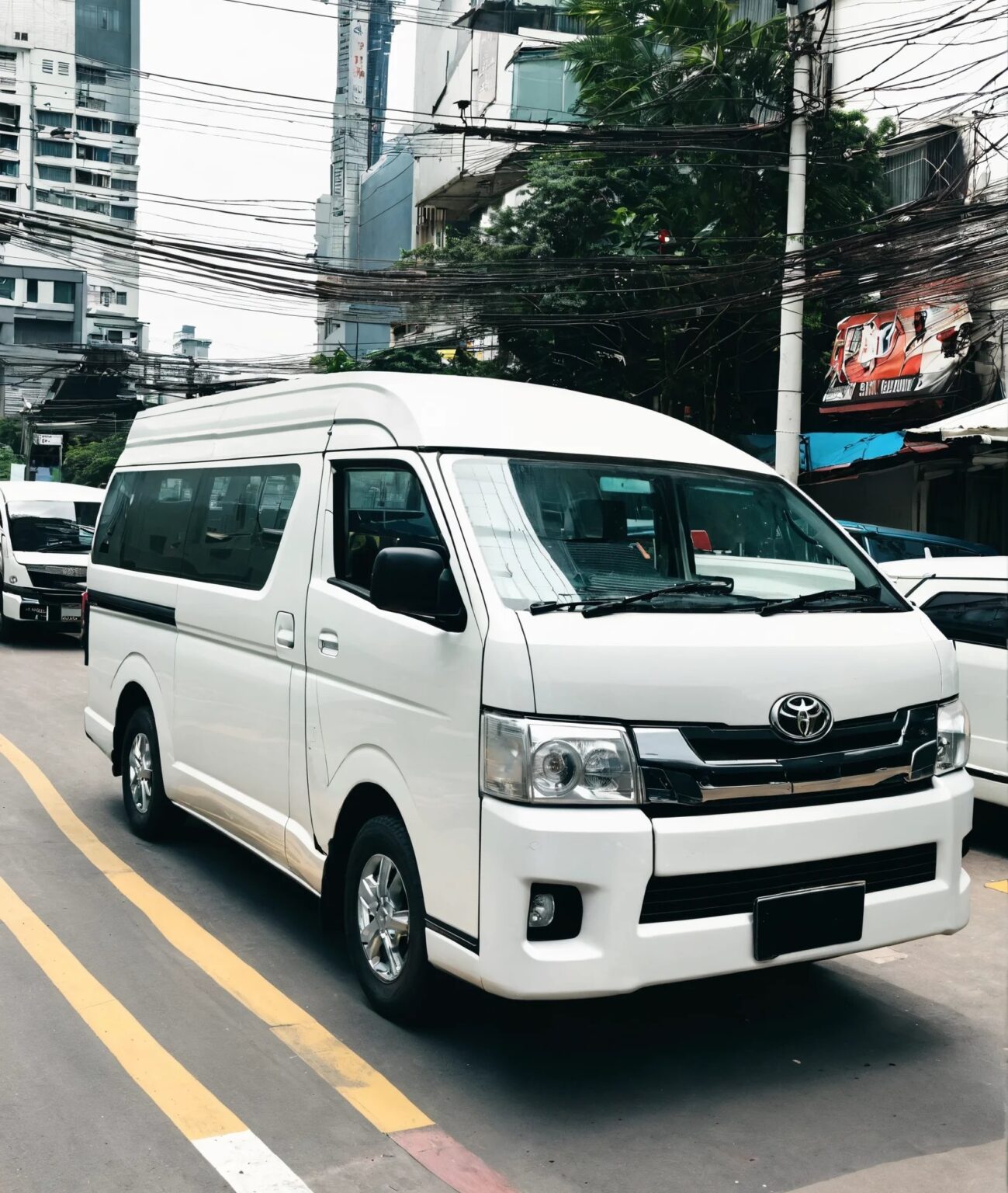 White Pearl Transport rental van with private driver